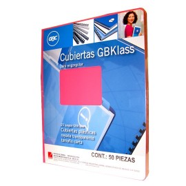 CUBIERTAS RAYADAS GBC GBKLASS COLOR ROSA TRANSPARENTE PUNTOS DE ESPESOR 17 TAMAÑO CARTA 1 PAQUETE CON 50 PIEZAS