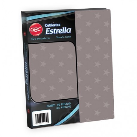 CUBIERTAS ESTRELLA GBC ESTRELLA COLOR HUMO PUNTOS DE ESPESOR 14 TAMAÑO CARTA 1 PAQUETE CON 50 PIEZAS