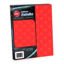 CUBIERTAS ESTRELLA GBC ESTRELLA COLOR ROJO PUNTOS DE ESPESOR 14 TAMAÑO CARTA 1 PAQUETE CON 50 PIEZAS