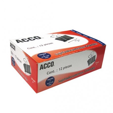 SUJETADOCUMENTOS GRANDE DE 50 MM ACCO CAPACIDAD HASTA 220 HOJAS 1 CAJA CON 12 PIEZAS