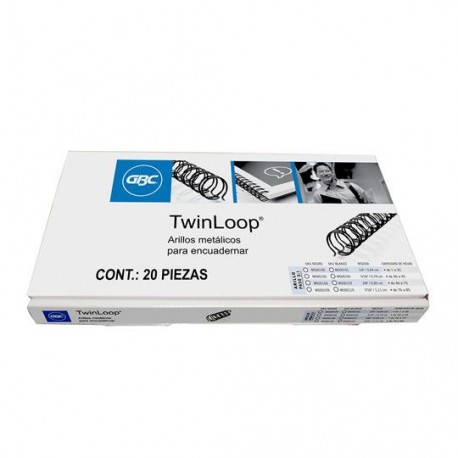 GUSANO DE ARILLO METALICO GBC DE 7/16 PULGADA PASO 3:1 HASTA 76 A 85 HOJAS COLOR NEGRO 1 PAQUETE CON 20 PIEZAS