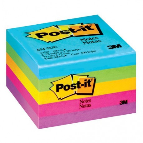 NOTA ADHESIVA REMOVIBLE POST IT 6545UC7 COLORES ULTRA FORMA CUADRADA 500 HOJAS