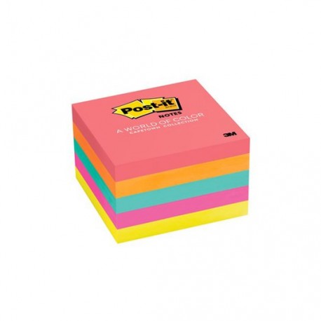 NOTA ADHESIVA REMOVIBLE POST IT 2072 COLORES NEON FORMA CUADRADA 375 HOJAS
