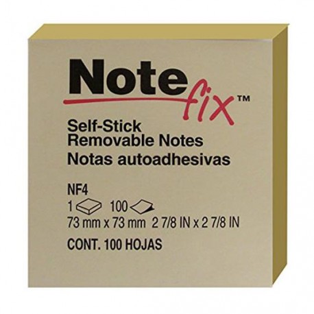 NOTA ADHESIVA REMOVIBLE NOTE-FIX NF4 COLOR AMARILLO PASTEL FORMA CUADRADA 100 HOJAS