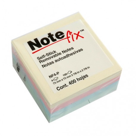 NOTA ADHESIVA REMOVIBLE NOTE-FIX NF4-P COLORES PASTEL FORMA CUADRADA 400 HOJAS