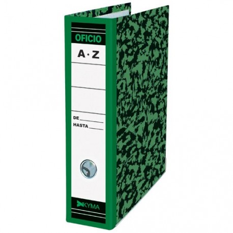 REGISTRADOR DE CARTON MARMOLEADO CLASICO ARILLO EN O DE 3 PULGADAS COLOR VERDE KYMA KYOF 1 PIEZA