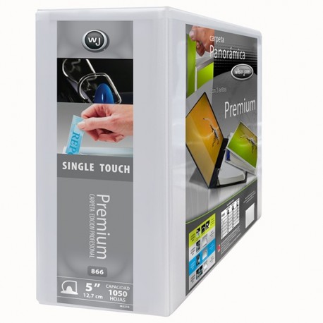 CARPETA DE VINIL PANORAMICA ARILLO EN D DE 5 PULGADAS COLOR BLANCA WILSON JONES 366 1 PIEZA