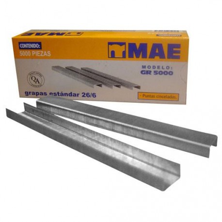 GRAPA STANDAR MAE GR5000 DE 26/6 PULGADA CAJA CON 5000 GRAPAS