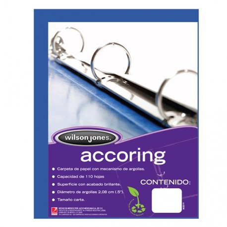 CARPETA DE PAPEL BASICA ARILLO EN O DE 0.5 PULGADAS COLOR AZUL OBSCURO WILSON JONES ACCORING 1 PAQUETE CON 4 PIEZAS