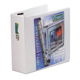 CARPETA DE VINIL PANORAMICA ARILLO EN D DE 2.5 PULGADAS COLOR BLANCA KINERA 9202BL 1 PIEZA