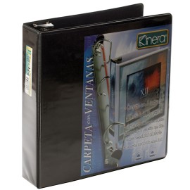 CARPETA DE VINIL PANORAMICA ARILLO EN D DE 2 PULGADAS COLOR NEGRA KINERA 9211NE 1 PIEZA