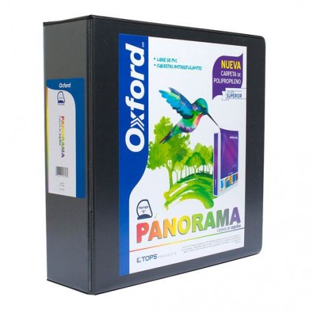 CARPETA DE VINIL PANORAMICA ARILLO EN D DE 3 PULGADAS COLOR NEGRA OXFORD PANORAMA 1 PIEZA
