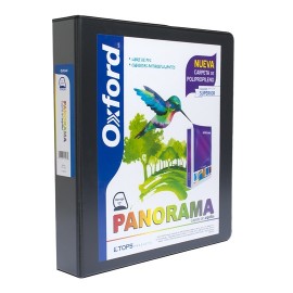 CARPETA DE VINIL PANORAMICA ARILLO EN O DE 1.5 PULGADAS COLOR NEGRO OXFORD PANORAMA 1 PIEZA