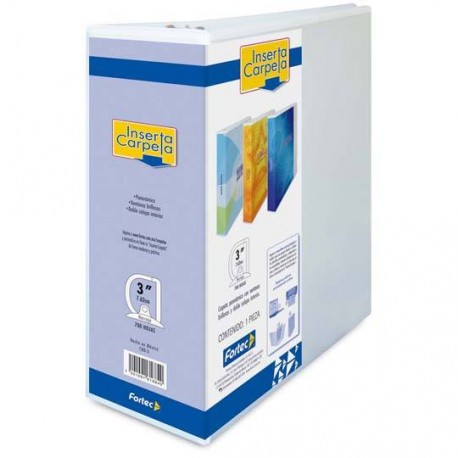 CARPETA DE VINIL PANORAMICA ARILLO EN D DE 3 PULGADAS COLOR BLANCA FORTEC CBD3 1 PIEZA