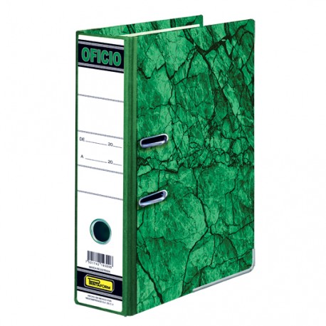 REGISTRADOR DE CARTON MARMOLEADO CLASICO TAMAÑO OFICIO ARILLO EN D DE 2.5 PULGADAS COLOR VERDE PRINTAFORM REGOFI
