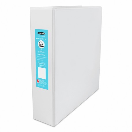 CARPETA DE VINIL PANORAMICA ARILLO EN D DE 2 PULGADAS COLOR BLANCA WILSON JONES 386 1 PIEZA