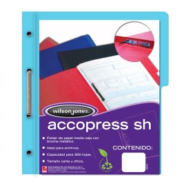 FOLDER DE PAPEL TAMAÑO CARTA ACCO ACCOPRESS P4553 TIPO CARPETA COLOR AZUL CLARO 1 PQ C/10 PZS