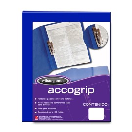 FOLDER DE PAPEL TAMAÑO CARTA ACCO ACCOGRIP P0963 TIPO CARPETA COLOR AZUL OSCURO 1 PQ C/4 PZS