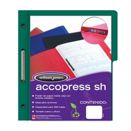 FOLDER DE PAPEL TAMAÑO CARTA ACCO ACCOPRESS P4578 TIPO CARPETA COLOR VERDE OSCURO 1 PQ C/10 PZS