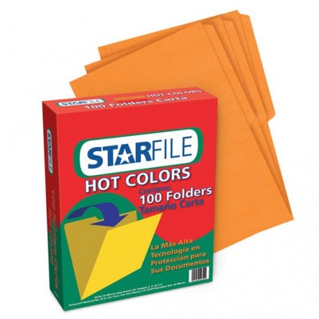 FOLDER DE PAPEL TAMAÑO CARTA MAPASA STAR FILE PH0027 TIPO 1/2 CEJA COLOR NARANJA 1 PQ C/100 PZS