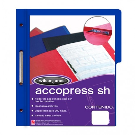 FOLDER DE PAPEL TAMAÑO OFICIO ACCO ACCOPRESS P4568 TIPO CARPETA COLOR ROJO 1 PQ C/10 PZS