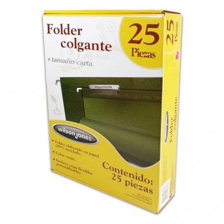 FOLDER DE PAPEL TAMAÑO CARTA ACCO WILSON JONES P3636 TIPO COLGANTE COLOR VERDE 1 PIEZA