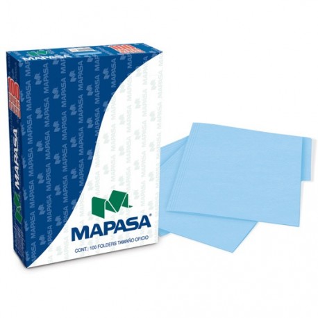FOLDER DE PAPEL TAMAÑO OFICIO MAPASA MAPASA PA0002 TIPO 1/2 CEJA COLOR AZUL 1 PQ C/100 PZS
