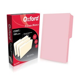 FOLDER DE PAPEL TAMAÑO OFICIO TOPS PRODUCTS PENDAFLEX M751PIN TIPO 1/2 CEJA COLOR ROSA 1 PQ C/100 PZS