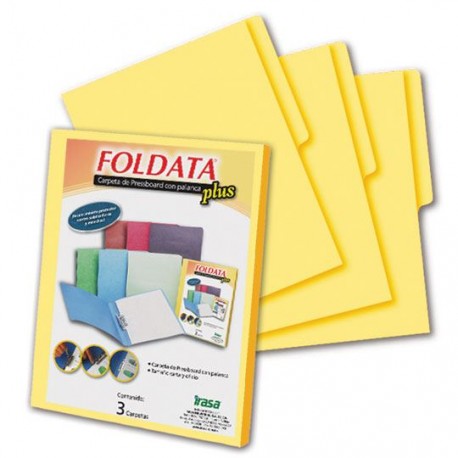 FOLDER DE PAPEL TAMAÑO OFICIO IRASA FOLDATA TIPO CARPETA COLOR AMARILLO 1 PIEZA