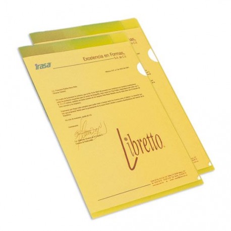 FOLDER DE POLIPROPILENO TAMAÑO CARTA IRASA LIBRETTO TIPO PORTADOCUMENTOS COLOR AMARILLO 1 PIEZA