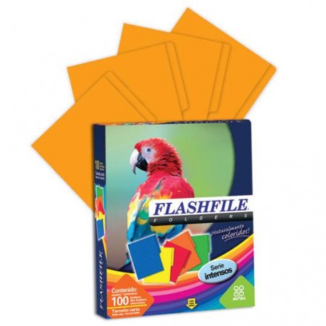 FOLDER DE POLIPROPILENO TAMAÑO CARTA IRASA FLASHFILE TIPO 1/2 CEJA COLOR NARANJA 1 PQ C/100 PZS