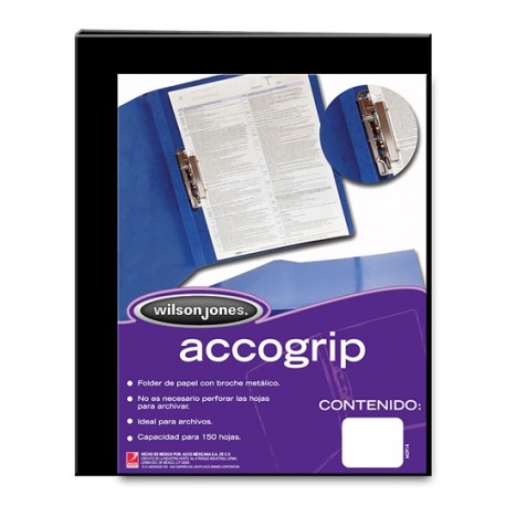 FOLDER DE PAPEL TAMAÑO CARTA ACCO ACCOGRIP P0962 TIPO CARPETA COLOR NEGRO 1 PQ C/4 PZS