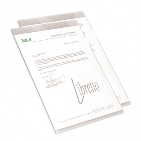 FOLDER DE POLIPROPILENO TAMAÑO CARTA IRASA LIBRETTO TIPO PORTADOCUMENTOS COLOR TRANSPARENTE 1 PIEZA