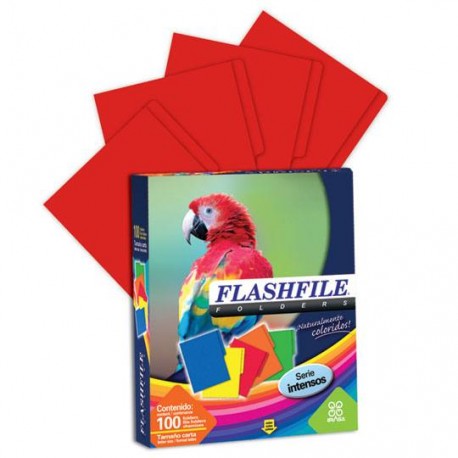 FOLDER DE POLIPROPILENO TAMAÑO CARTA IRASA FLASHFILE TIPO 1/2 CEJA COLOR ROJO 1 PQ C/100 PZS