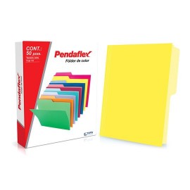 FOLDER DE PAPEL TAMAÑO CARTA TOPS PRODUCTS PENDAFLEX 05012AM TIPO 1/2 CEJA COLOR AMARILLO 1 PQ C/50 PZS
