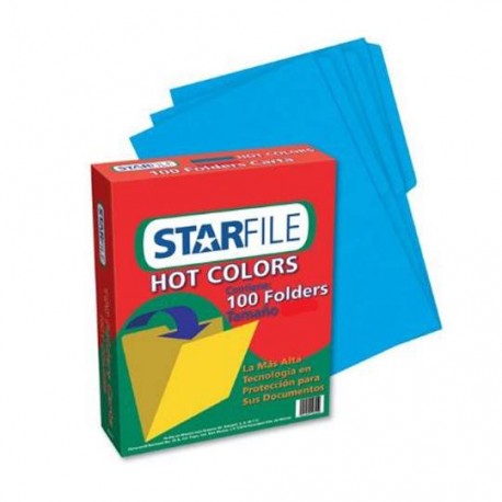 FOLDER DE PAPEL TAMAÑO CARTA MAPASA STAR FILE PH0026 TIPO 1/2 CEJA COLOR AZUL 1 PQ C/100 PZS