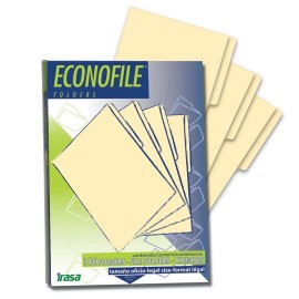 FOLDER DE PAPEL TAMAÑO OFICIO IRASA ECONOFILE 1201 TIPO 1/2 CEJA COLOR CREMA 1 PQ C/100 PZS