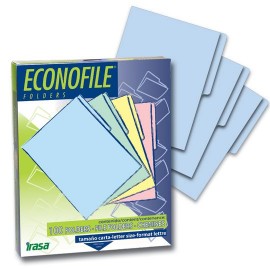 FOLDER DE PAPEL TAMAÑO CARTA IRASA ECONOFILE 1302 TIPO 1/2 CEJA COLOR AZUL 1 PQ C/100 PZS