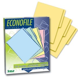 FOLDER DE PAPEL TAMAÑO CARTA IRASA ECONOFILE 1303 TIPO 1/2 CEJA COLOR AMARILLO 1 PQ C/100 PZS