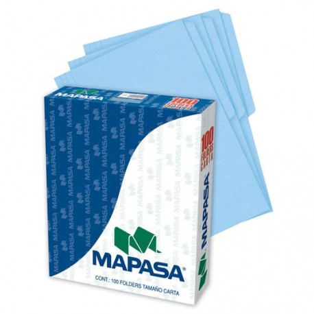 FOLDER DE PAPEL TAMAÑO CARTA MAPASA MAPASA PA0001 TIPO 1/2 CEJA COLOR AZUL 1 PQ C/100 PZS