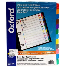 SEPARADOR OXFORD 24120 TAMAÑO CARTA CON 12 DIVISIONES DE PAPEL CON CEJAS MULTICOLOR 1 JUEGO