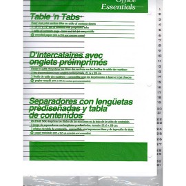 SEPARADOR OFFICE ESSENTIAL 11680 TAMAÑO CARTA CON 31 DIVISIONES DE PAPEL CON CEJAS BLANCAS 1 JUEGO