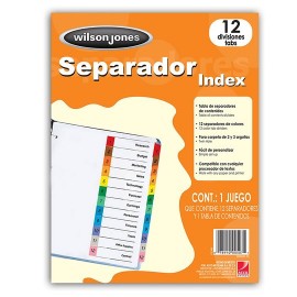 SEPARADOR WILSON JONES P1348 TAMAÑO CARTA CON 12 DIVISIONES DE PAPEL CON CEJAS MULTICOLOR 1 JUEGO