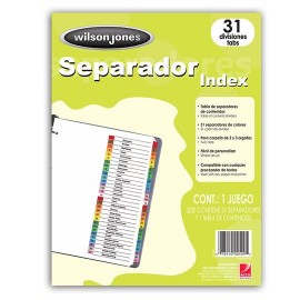 SEPARADOR WILSON JONES P1366 TAMAÑO CARTA CON 31 DIVISIONES DE PAPEL CON CEJAS MULTICOLOR 1 JUEGO