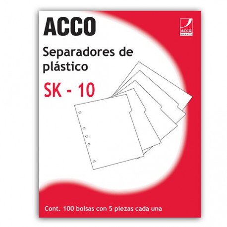 SEPARADOR ACCO P0560 TAMAÑO CARTA CON 5 DIVISIONES DE PLASTICO CON CEJAS BLANCAS 1 JUEGO