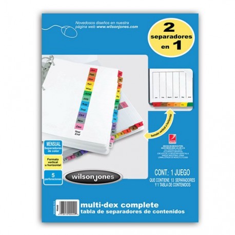 SEPARADOR WILSON JONES P0449 TAMAÑO CARTA CON 31 DIVISIONES DE PAPEL CON CEJAS MULTICOLOR 1 JUEGO