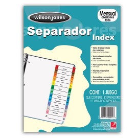 SEPARADOR WILSON JONES P1368 TAMAÑO CARTA CON 12 DIVISIONES DE PAPEL CON CEJAS MULTICOLOR 1 JUEGO