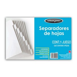 SEPARADOR WILSON JONES P2189 TAMAÑO CARTA CON 8 DIVISIONES DE PAPEL CON CEJAS BLANCAS 1 JUEGO