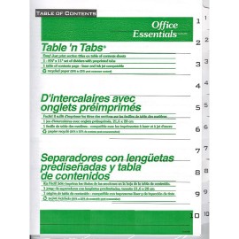 SEPARADOR OFFICE ESSENTIAL 11670 TAMAÑO CARTA CON 10 DIVISIONES DE PAPEL CON CEJAS BLANCAS 1 JUEGO