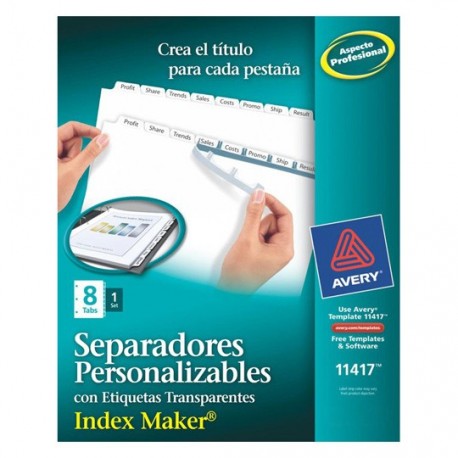 SEPARADOR AVERY 11417 TAMAÑO CARTA CON 8 DIVISIONES DE PAPEL CON CEJAS BLANCAS 1 JUEGO